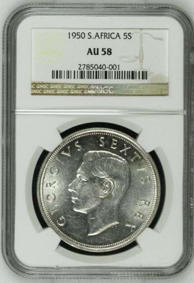 1950 Crown (five Shilling) NGC graded AU58