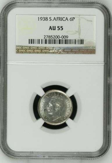 1938 Sixpence NGC graded AU55