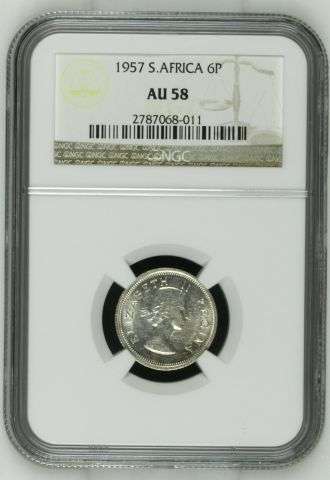 1957 Sixpence NGC graded AU58!!