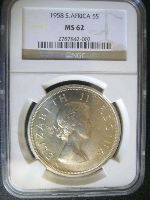 1958 5 Shilling (Crown) NGC graded MS62