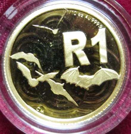 R1 start!!! 2013 South African Pollinators 1/10 Oz gold coin: Egyptian Fruit Bat