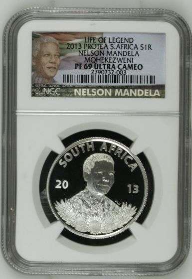 2013 Nelson Mandela Protea Silver R1 NGC graded PF69!!