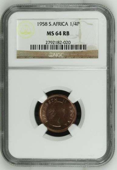 1958 Farthing NGC graded MS64RB!! Second finest at NGC!