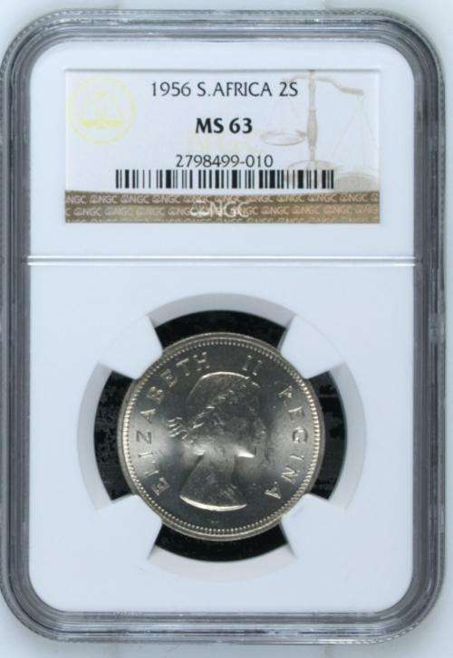 1956 Two Shilling NGC graded MS63!