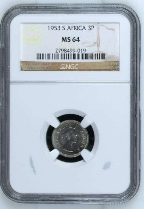 1953 Threepence NGC graded MS64!