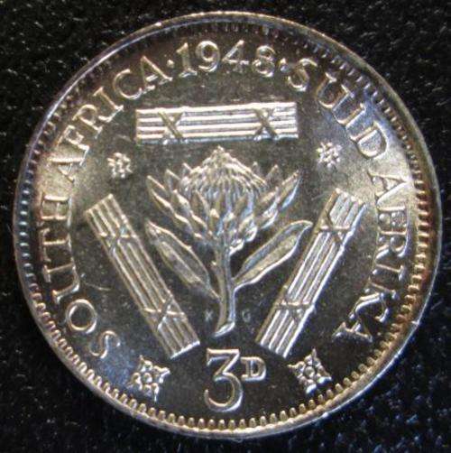 1948 Union of SA Threepence (Tickey), Uncirculated