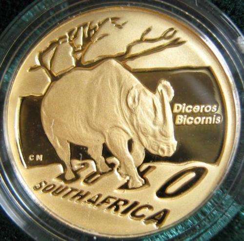 2010 Natura Series: The Black Rhino1/10 Oz Gold coin, Safari through South Africa.