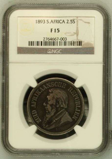 1893 ZAR Halfcrown NGC F15