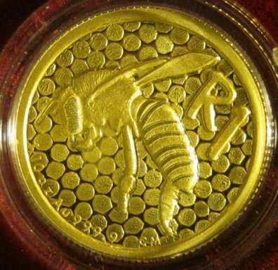 2011 1/10 OZ GOLD R1 The African Honey Bee with silver sunflower charm!