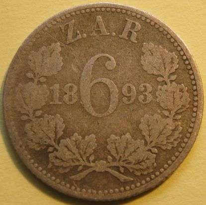 1893 ZAR Sixpence