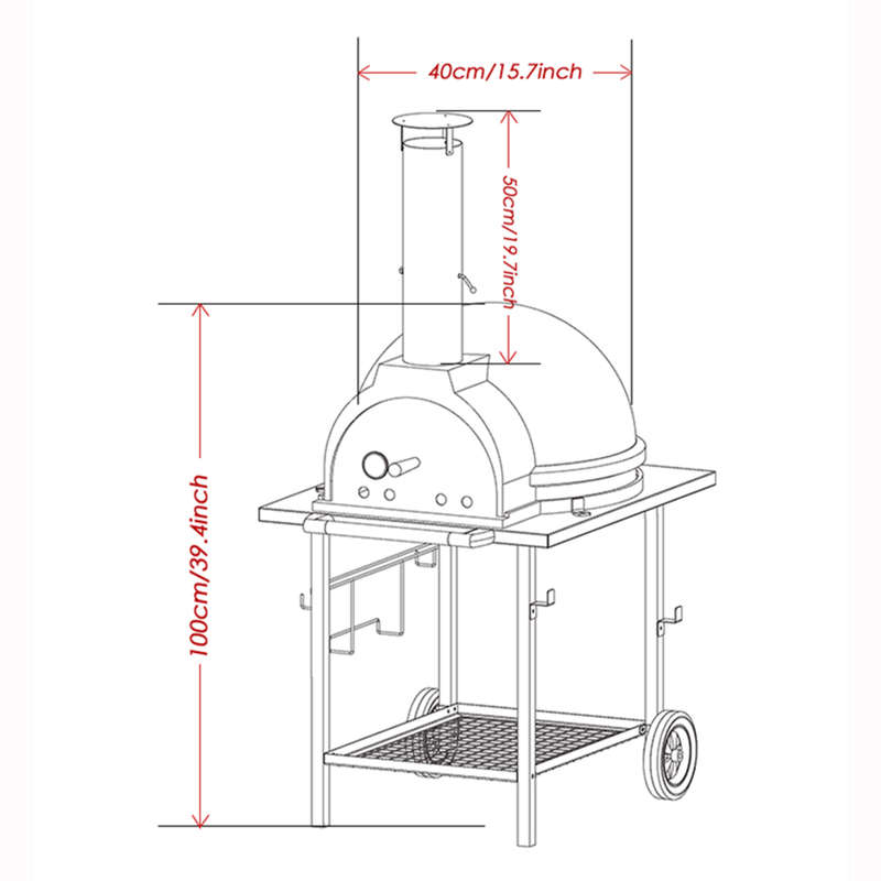 Kamado Steel Egg Pizza Oven with Steel Cart