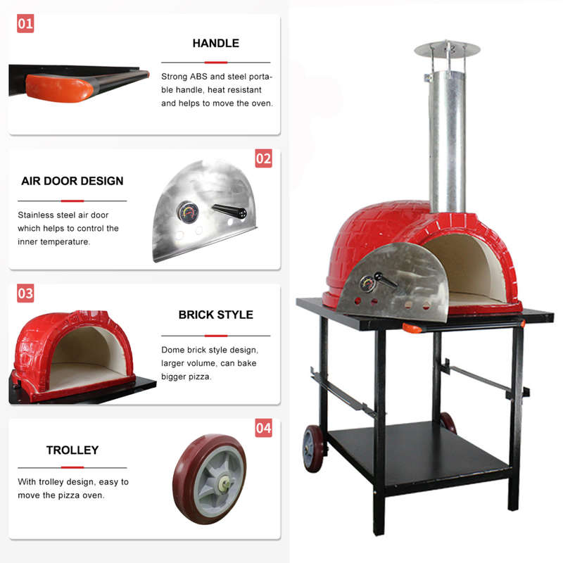 Kamado Steel Egg Pizza Oven with Steel Cart