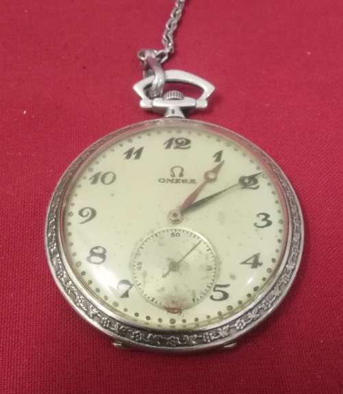 Original Omega Swiss .900 Silver pocket watch- Working -C  Pics 4 Condition
