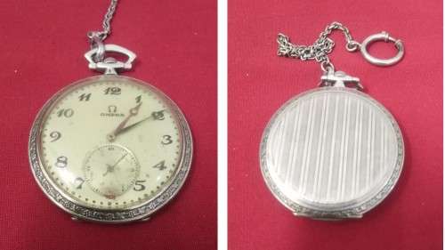 Original Omega Swiss .900 Silver pocket watch- Working -C  Pics 4 Condition