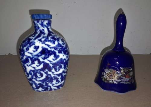 COBALT BLUE DINNER BELL & COBALT BLUE BOTTLE MADE IN BAVARIA -  see pictures