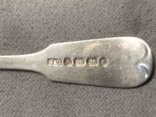 6x sterling silver hallmarks tablespoon,teaspoon,sugerspoon and mustard spoon all for one bid