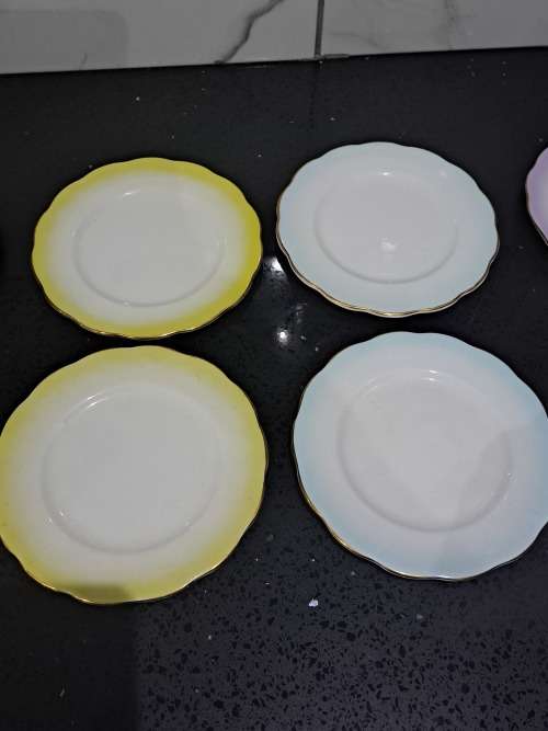 8x royal albert rainbow side plates