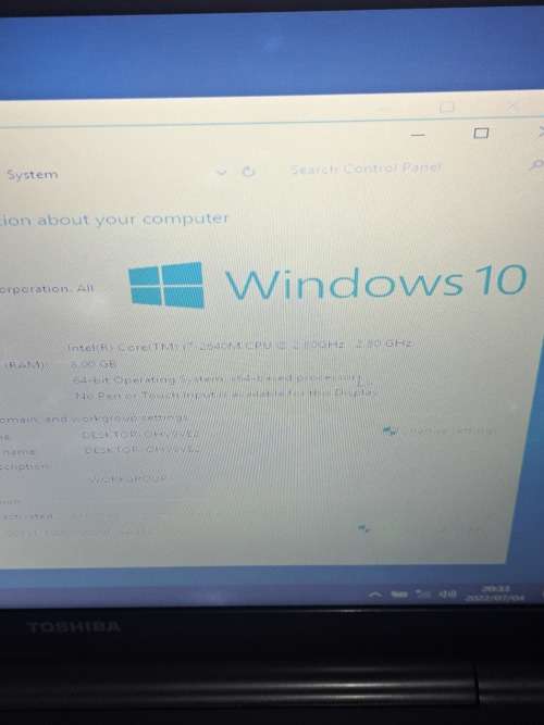 Toshiba icore 7 2.8 ghz laptop