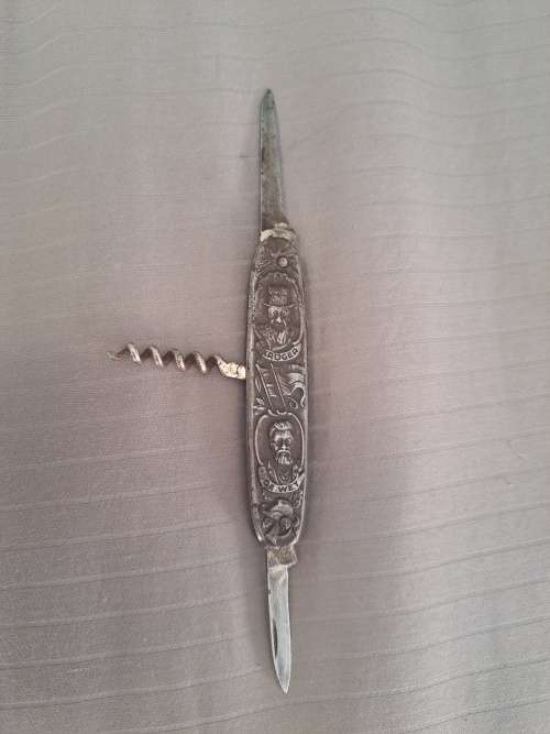 AN EXCEPTIONALLY RARE ANTIQUE `PAUL KRUGER and GENERAL DE WET` POCKET KNIFE