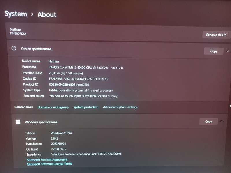 Desktop PC I3 10TH GEN, 20GB RAM, 120GB SSD