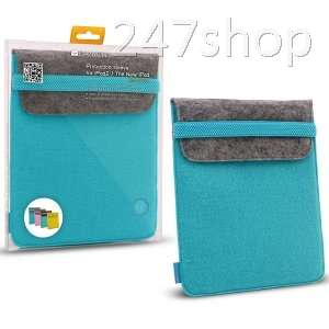 Sleeve for iPad2 / New iPad (Blue), made of durable flock material