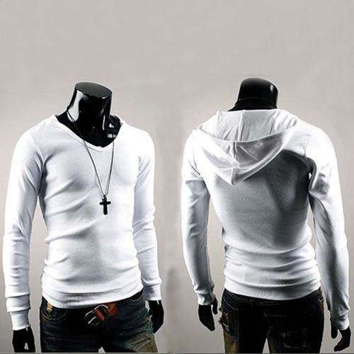 Free Shipping-Fashion Slim Fit Casual Hooded Long Sleeve T-Shirt for Men