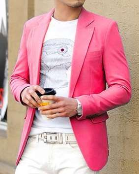 Preppy Style Fashion Leisure Slim-fitting Cotton MenÃÂ¢ÃÂÃÂs Suits Pink