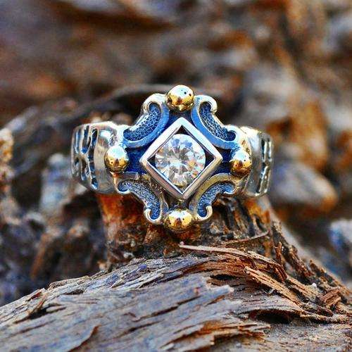 Medieval gold and silver cross ring