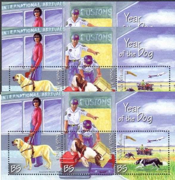 South Africa 2006 Year of the dog Sheets  x 3. Face R81. MNH