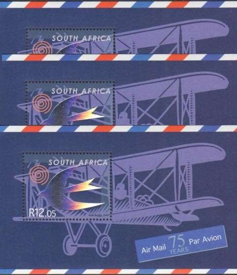 South Africa 2004 Flight_Service_Anniversary x 3 Sheets. MNH