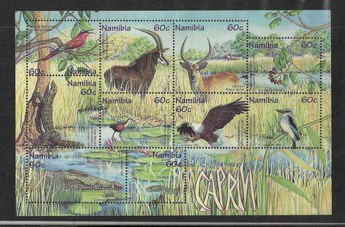NAMIBIA-BEAUTIFUL ANIMALS OF THE CAPRIVI,FULL SHEET-SUPERB U.M.