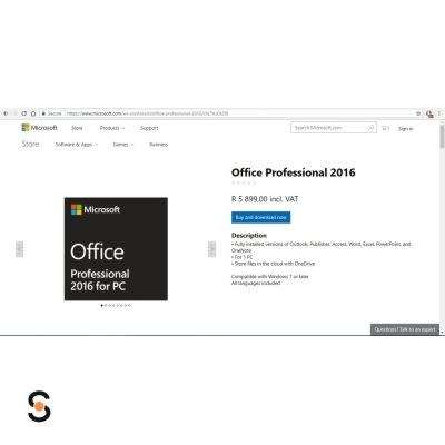 Microsoft Office 2016 Professional - Once off Lifetime Pack. No more subscriptions! 1 PC / 1 Install