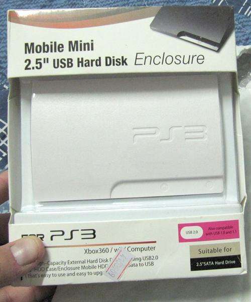 PS3 Shaped ** 2.5" Sata ** Mini External HDD Enclosure - White