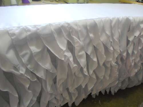 Ruffle drop on Trestle table Tablecloth