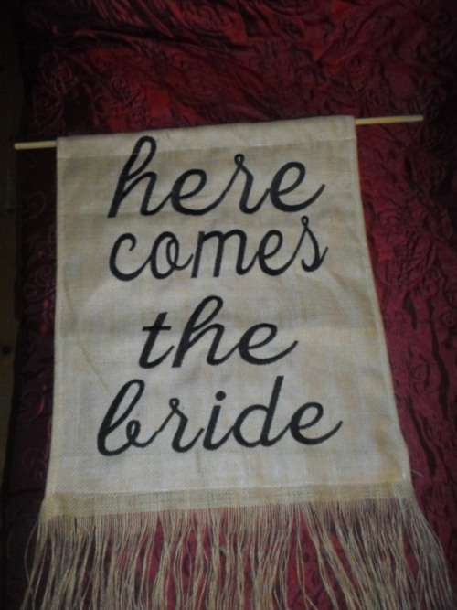 Hessian Banner - Here comes the Bride