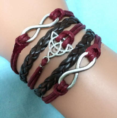 INFINITY BRACELET DOUBLE INFINITY RED AND BROWN