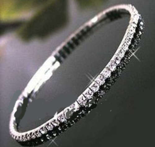 Fashion Jewelry Stretch Rhinestone Diamante Bracelet - Single Row Bracelet