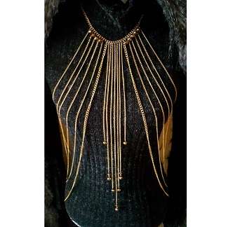 Twisted Link Gold Tone Light Weight Alloy Body Chain