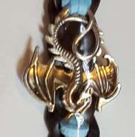 BLUE ON BROWN INFINITY BRACELET DRAGON
