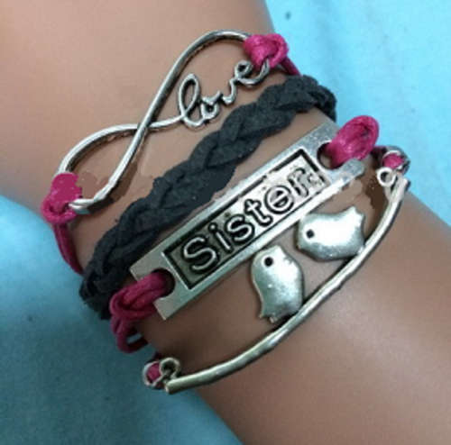 PINK AND GREY INFINITY BRACELET SISTER LOVE