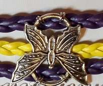PURPLE AND YELLOW INFINITY BRACELET BUTTERFLY