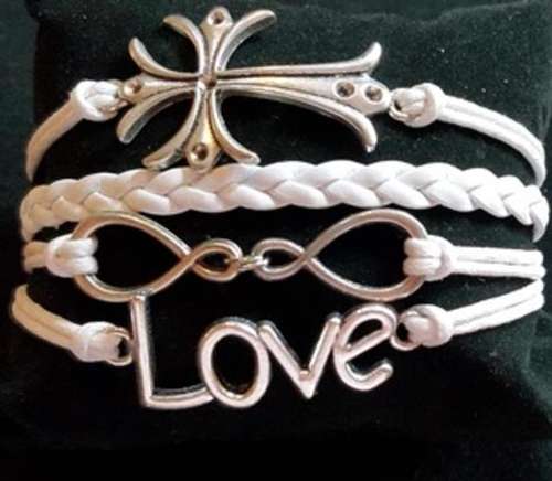 WHITE INFINITY BRACELET CROSS LOVE