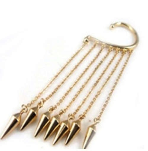 Rivet and Chain Ear Wrap in Goldtone Metal Alloy