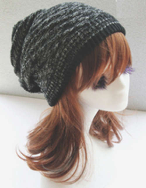 Slouch Style Cable Knit Reversible Beanie