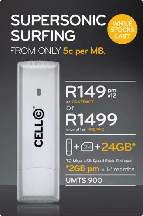 CELL C 24GB PREPAID SPEEDSTICK INTERNET MODEM