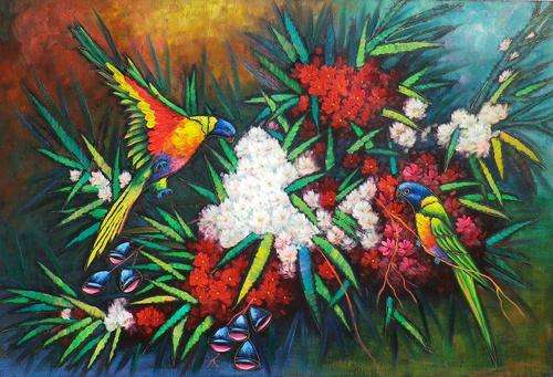 Looking for nectar by C Loft. Oil 60 x 90 cm.