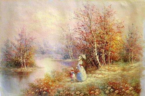 Walk in a park by Du Pont. oil 90 x 60 cm.