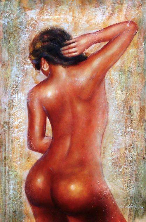 Nude by W Adam. Oil on canvas.