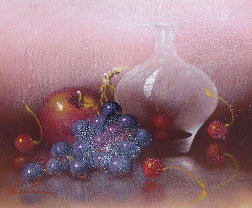 Still life with pots  by Wallace. Oil on canvas.