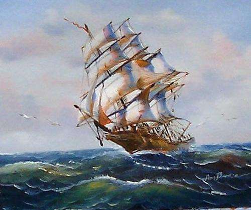 Clipper by Ambrose . Oil on canvas.